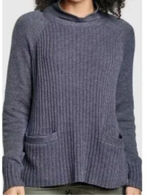 Toad&Co Women S Gray Lambswool Blend Rib Stitch Mockneck Clementine Sweater